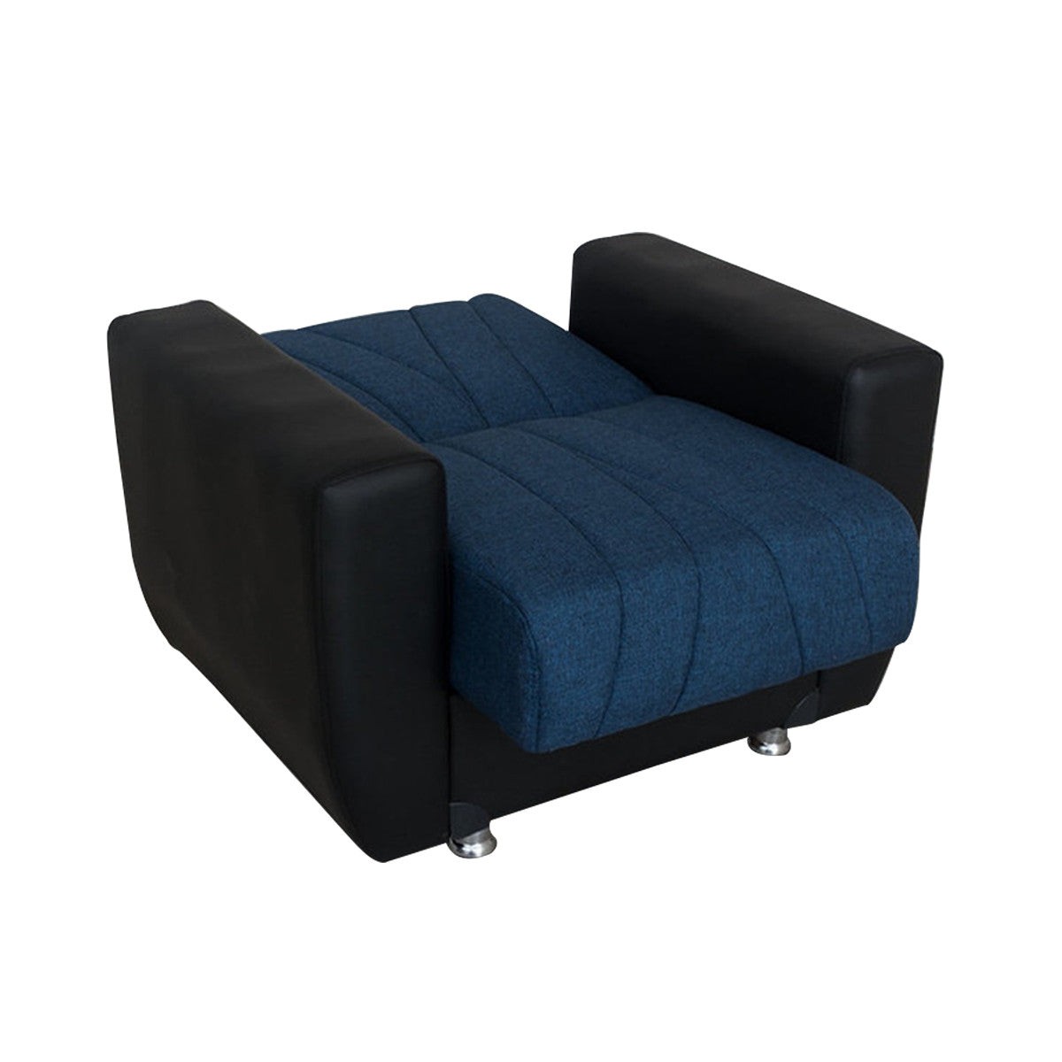 Rana Navy Blue Fabric w-Black PU Leather Chair