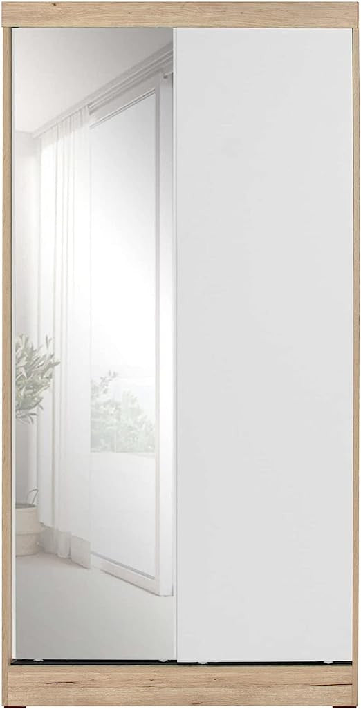 Go Green Woods Mirror Wood Double Sliding Door Wardrobe