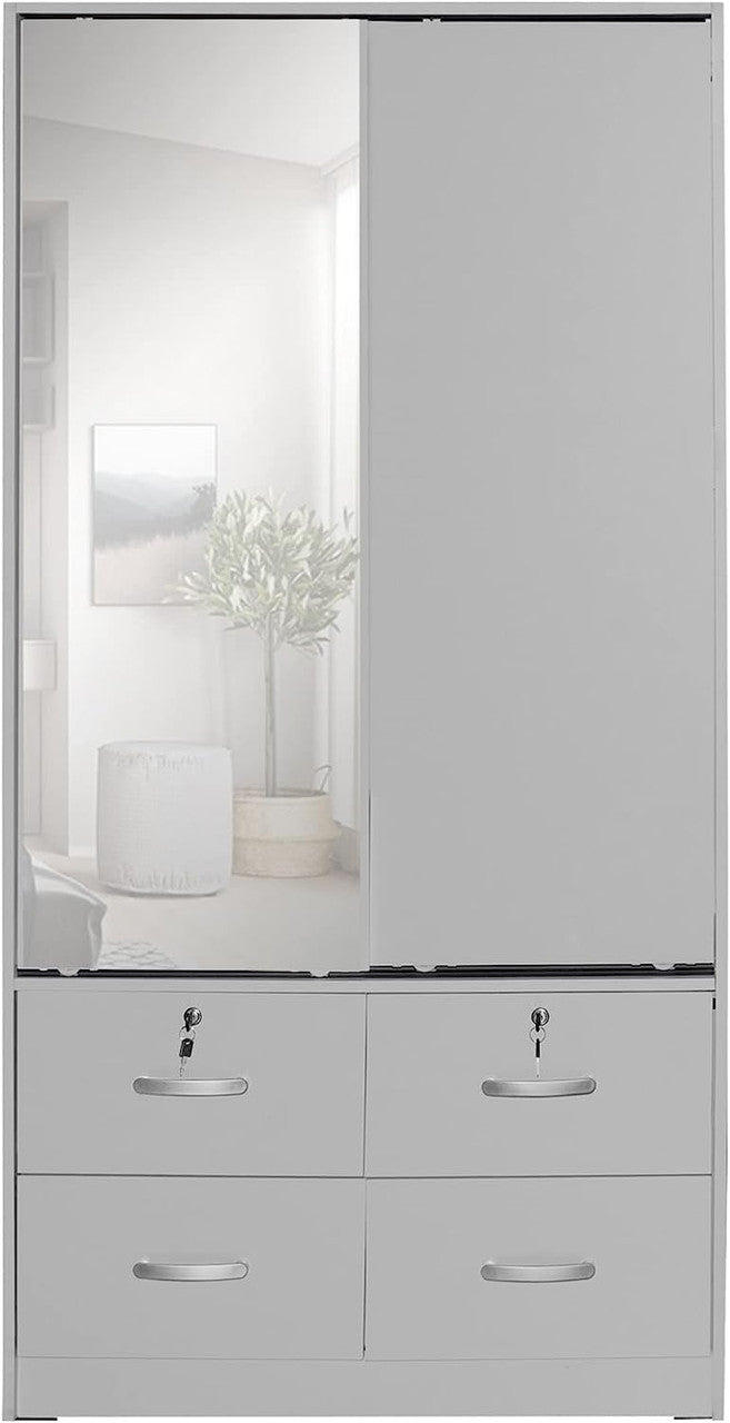 Go Green Woods Sarah Double Sliding Door Armoire with Mirror