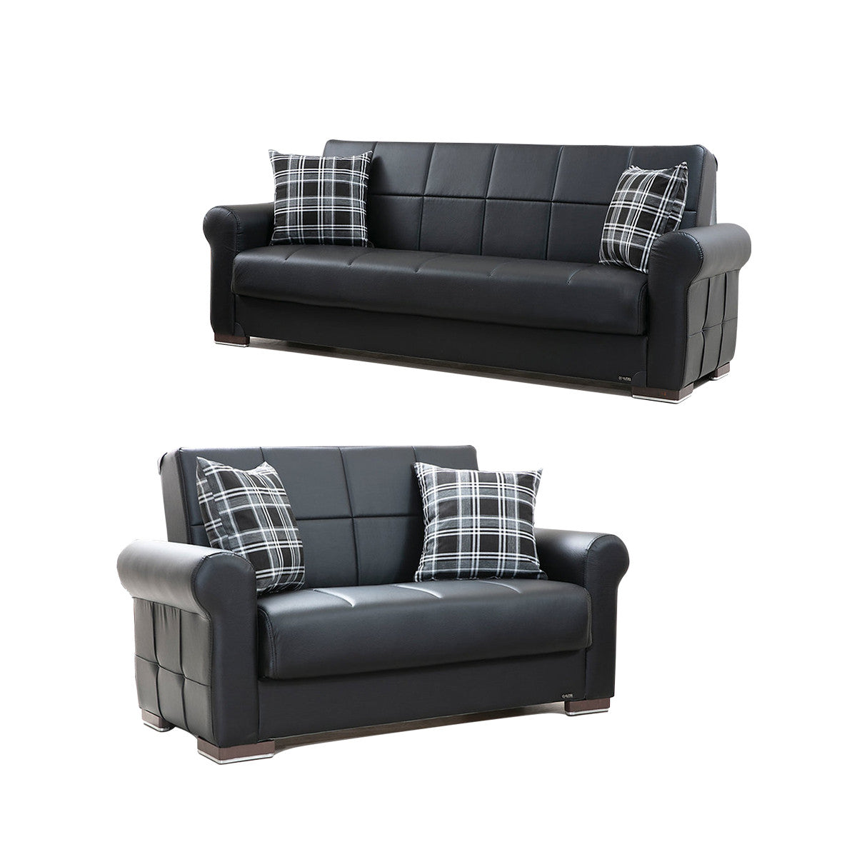 Silva Black PU Leatherette Loveseat