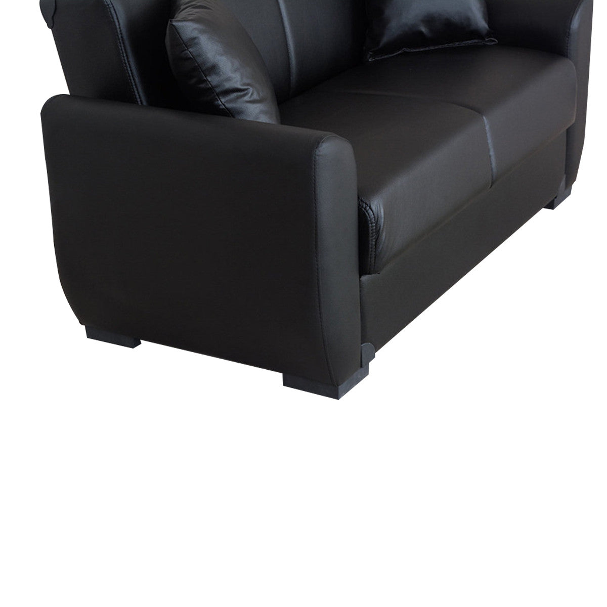 Lola Black PU Leather Loveseat