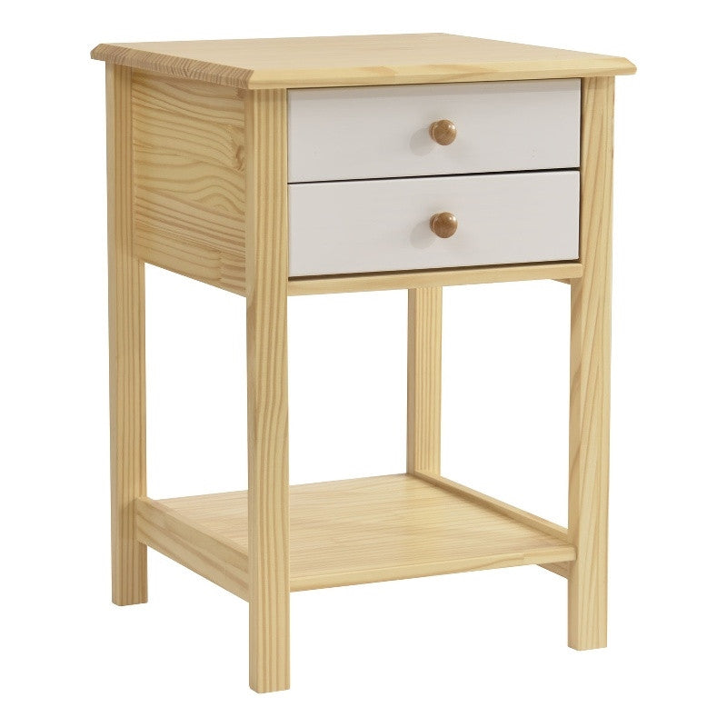 Go Green Woods Solid Pine Wood 2 Drawer Nightstand