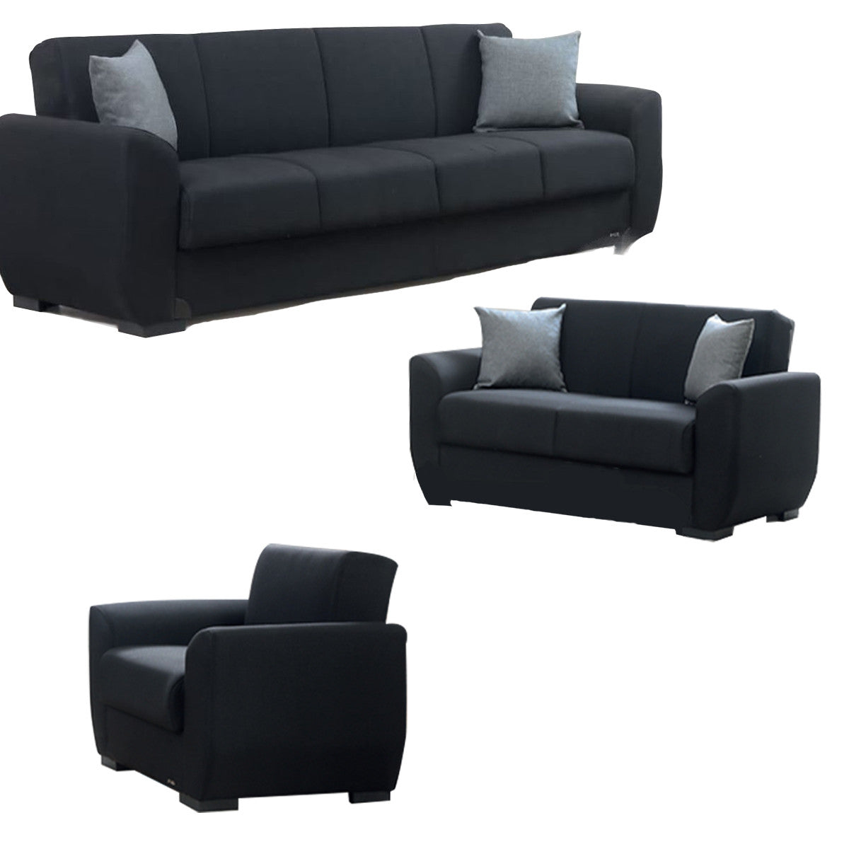 Maria Black Fabric Loveseat