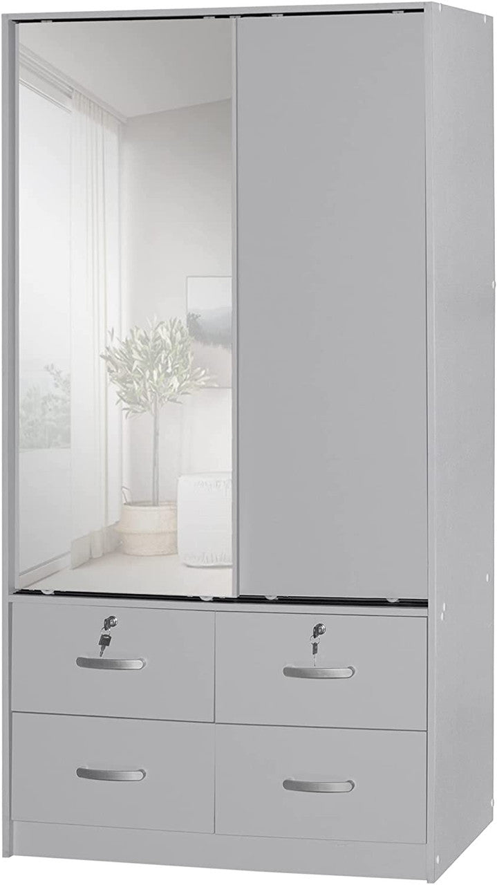 Go Green Woods Sarah Double Sliding Door Armoire with Mirror