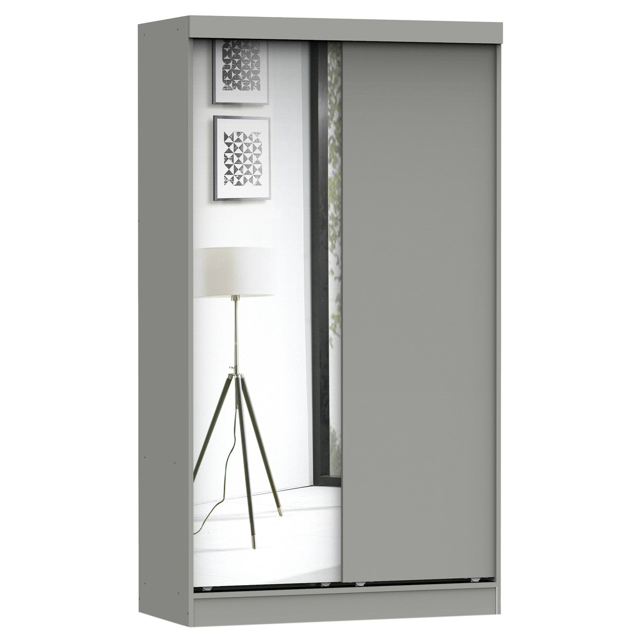 Go Green Woods Mirror Wood Double Sliding Door Wardrobe
