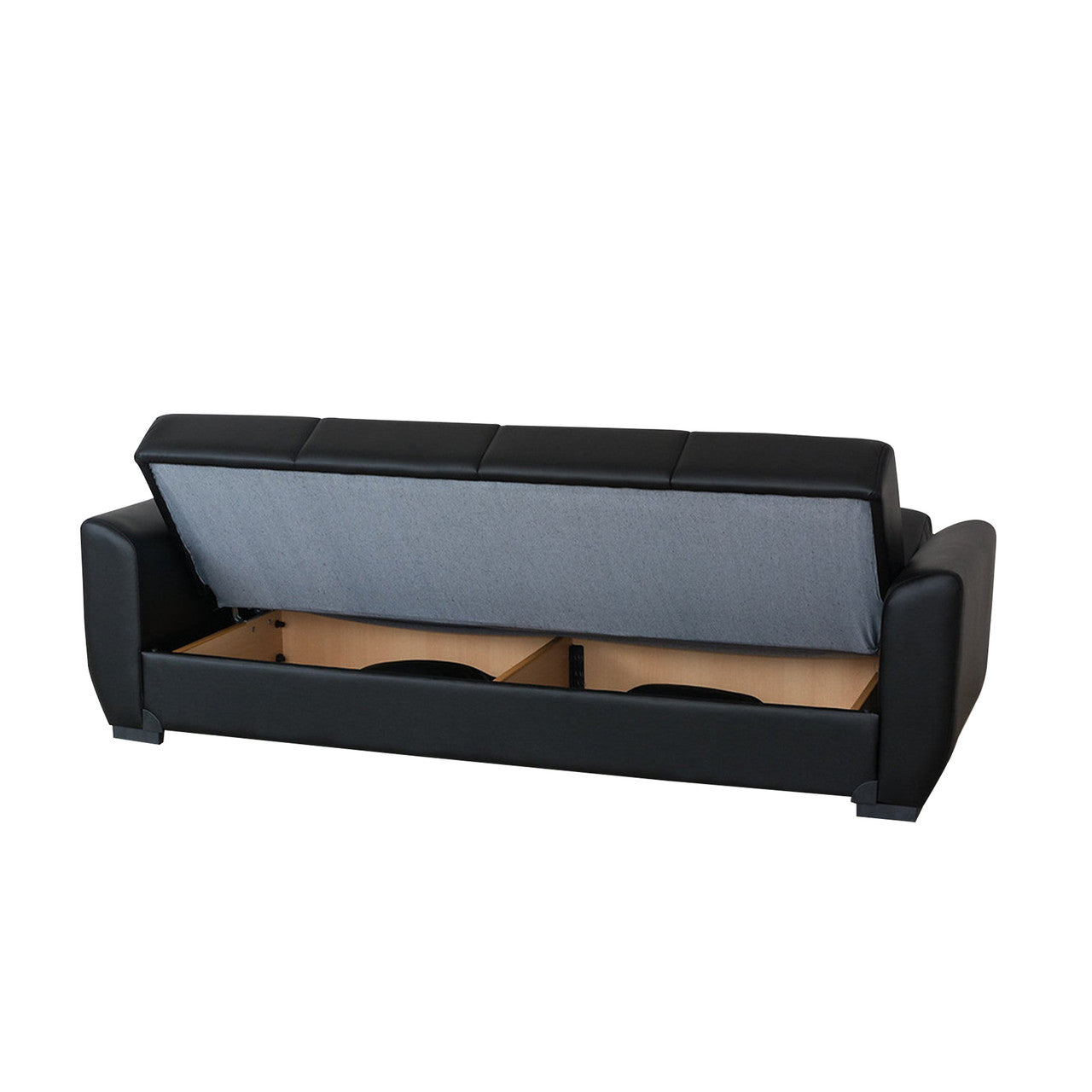 Lola Black PU Leather Sofa Bed