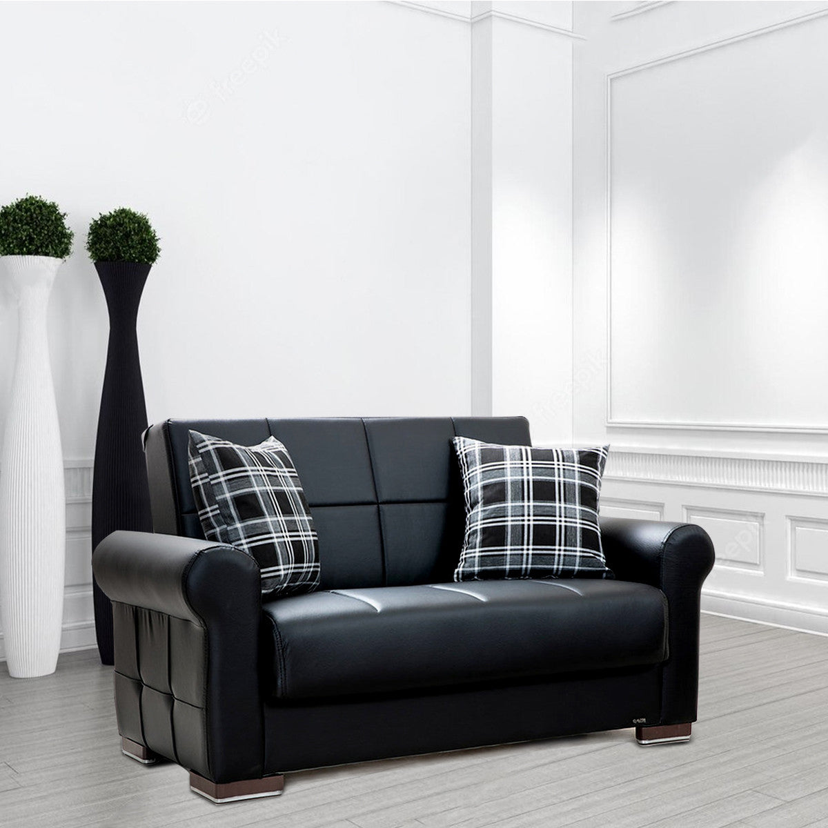 Silva Black PU Leatherette Loveseat