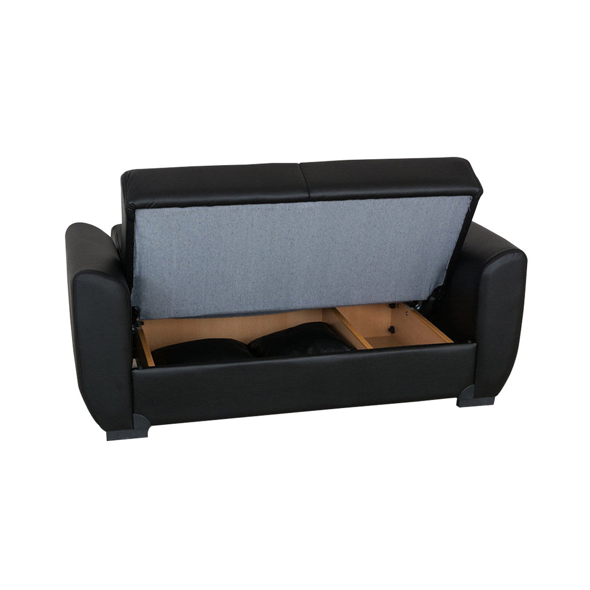 Lola Black PU Leather Loveseat