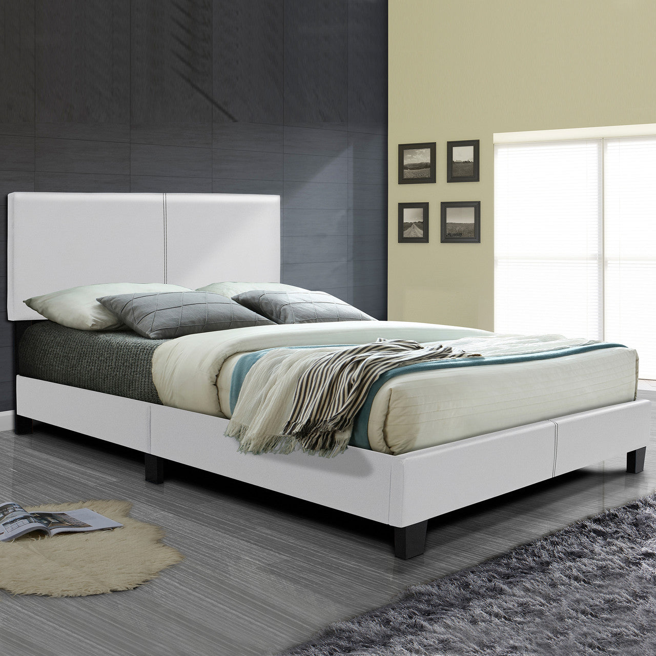 Go Green Woods Nora Faux Leather Upholstered Full Panel Bed