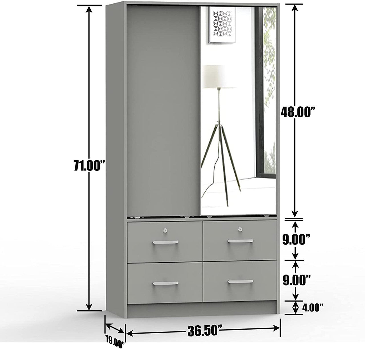 Go Green Woods Sarah Double Sliding Door Armoire with Mirror