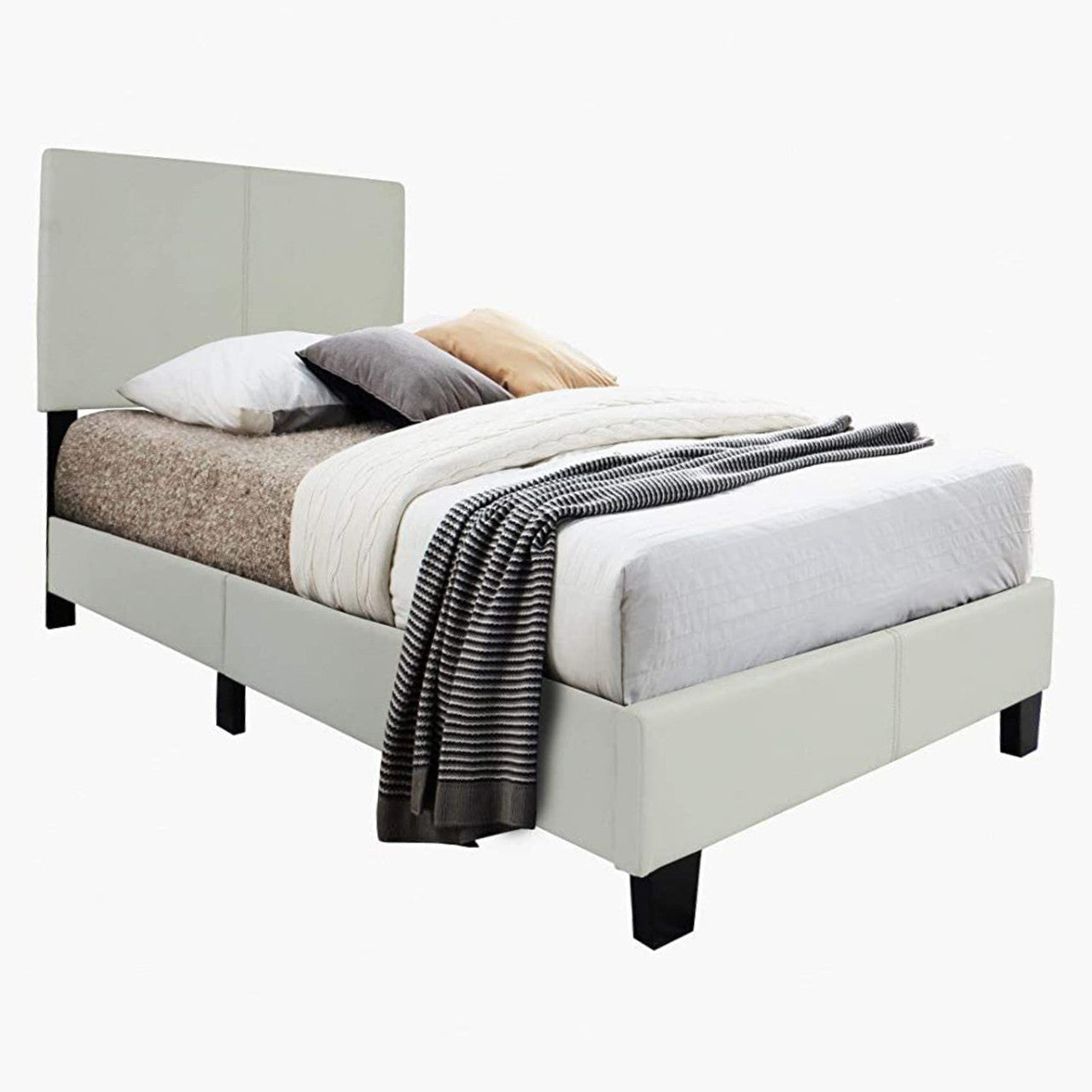 Go Green Woods Nora Faux Leather Upholstered Twin Panel Platform Bed