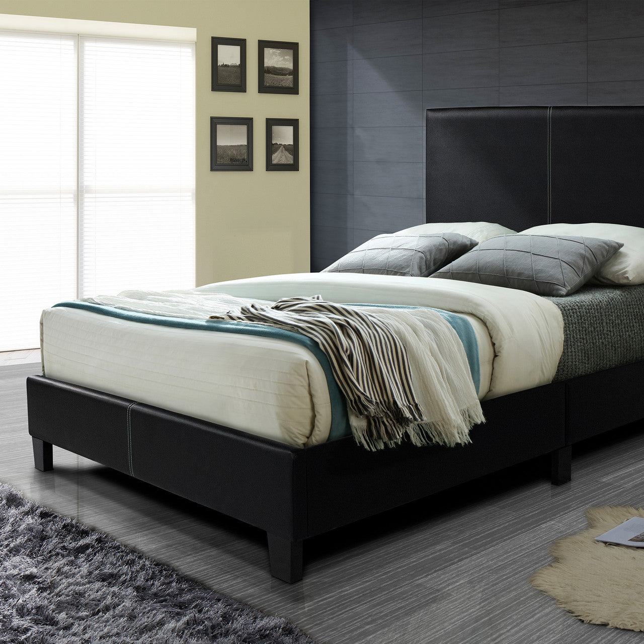 Go Green Woods Nora Faux Leather Upholstered Twin Panel Platform Bed