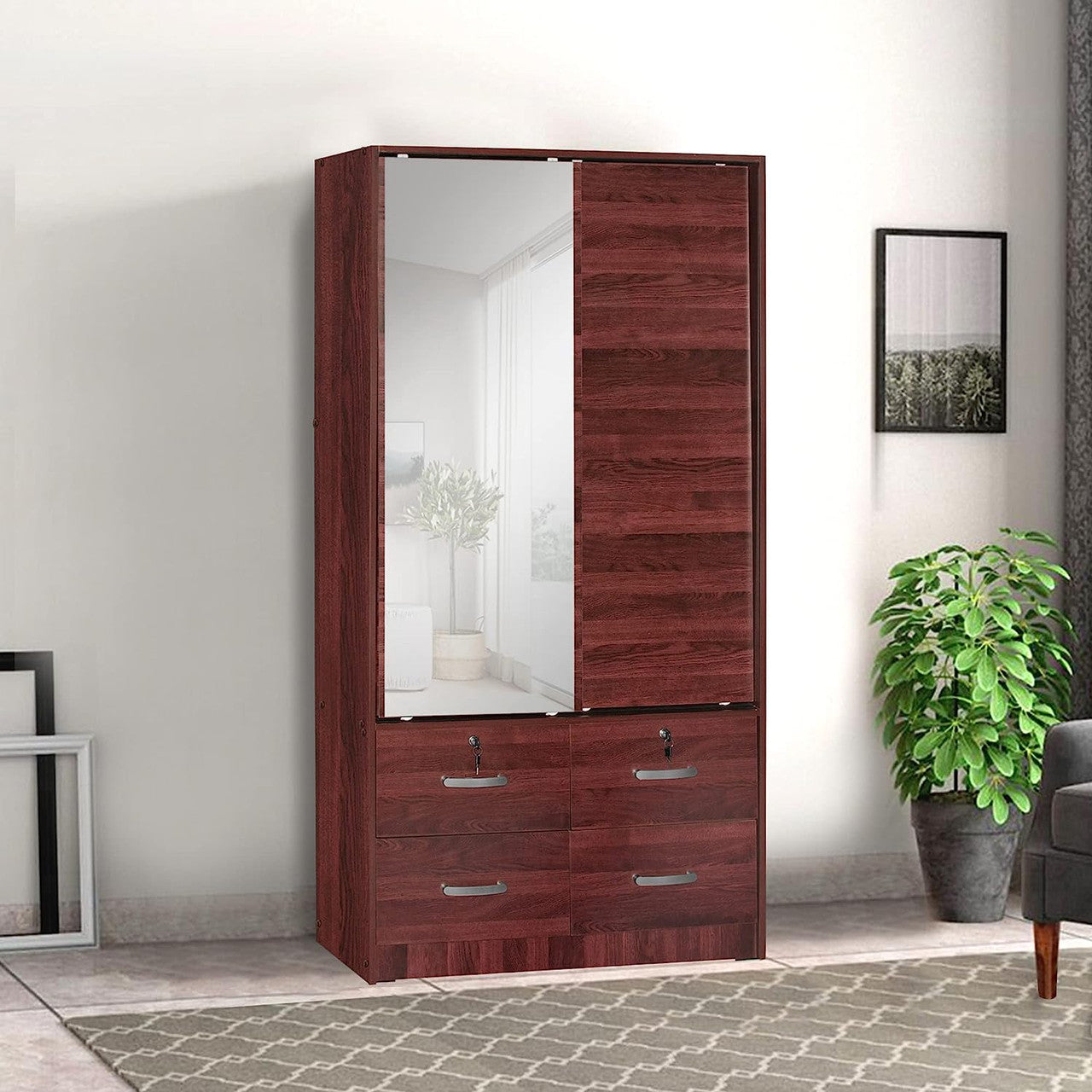 Go Green Woods Sarah Double Sliding Door Armoire with Mirror