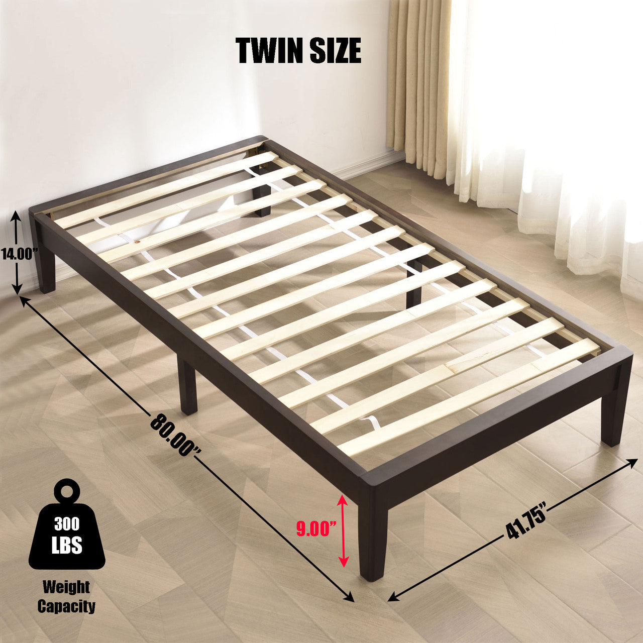 Go Green Woods Stella Solid Pine Wood Twin Platform Bed Frame