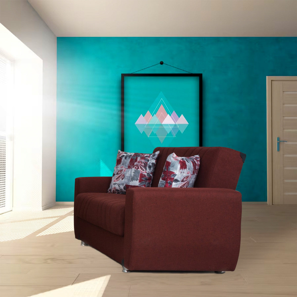 Jennifer Burgundy Fabric Loveseat