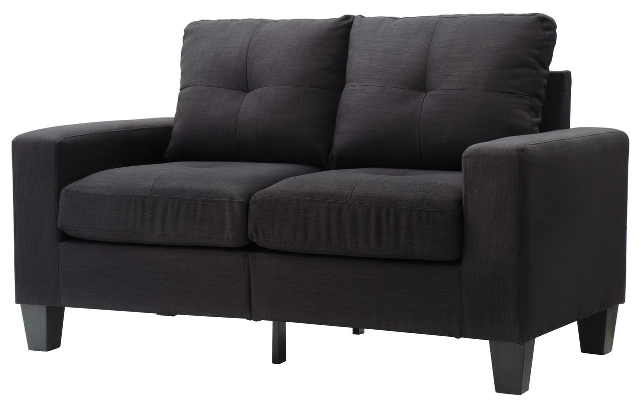 Versatile Black Fabric Loveseat