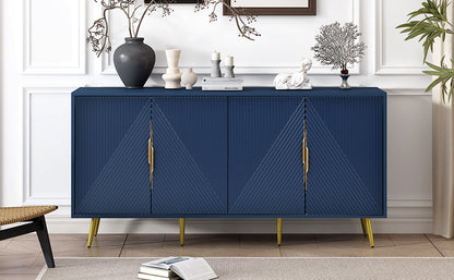 Aida Wave Geometric Design Sideboard Buffet - Navy Blue