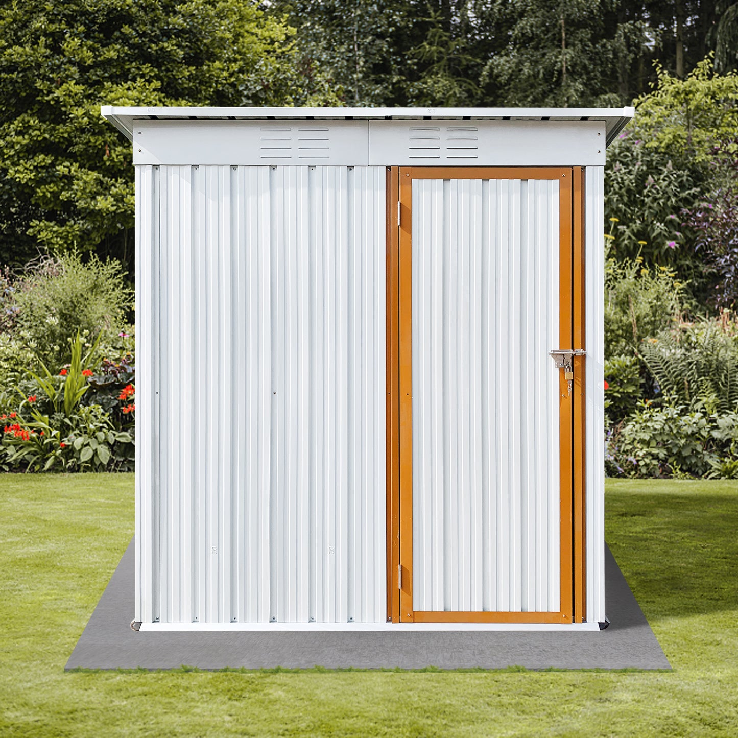 Morton 5 X 4 ft Metal Garden Sheds Outdoor Storage - White+Yellow