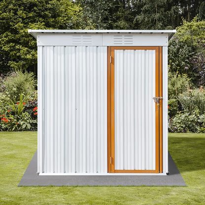 Morton 5 X 4 ft Metal Garden Sheds Outdoor Storage - White+Yellow