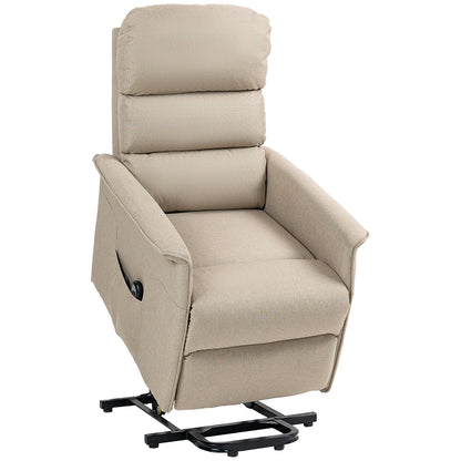 Moss Fabric Power Lift Recliner Chair - Beige