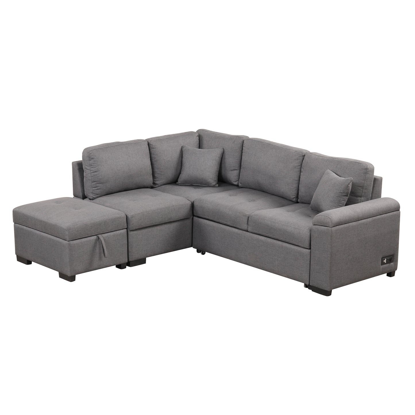 Kwame Sleeper Sectional Sofa - Dark Gray