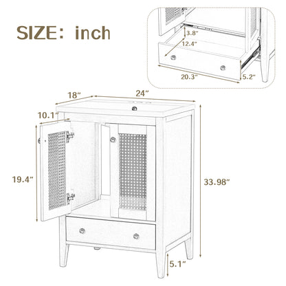Rattan 24" Bathroom Vanity with Ceramic Basin