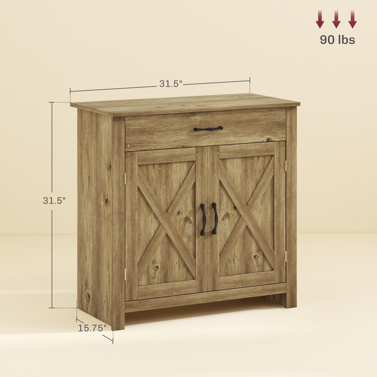 Woods Farmhouse Sideboard Buffet Cabinet - Natural