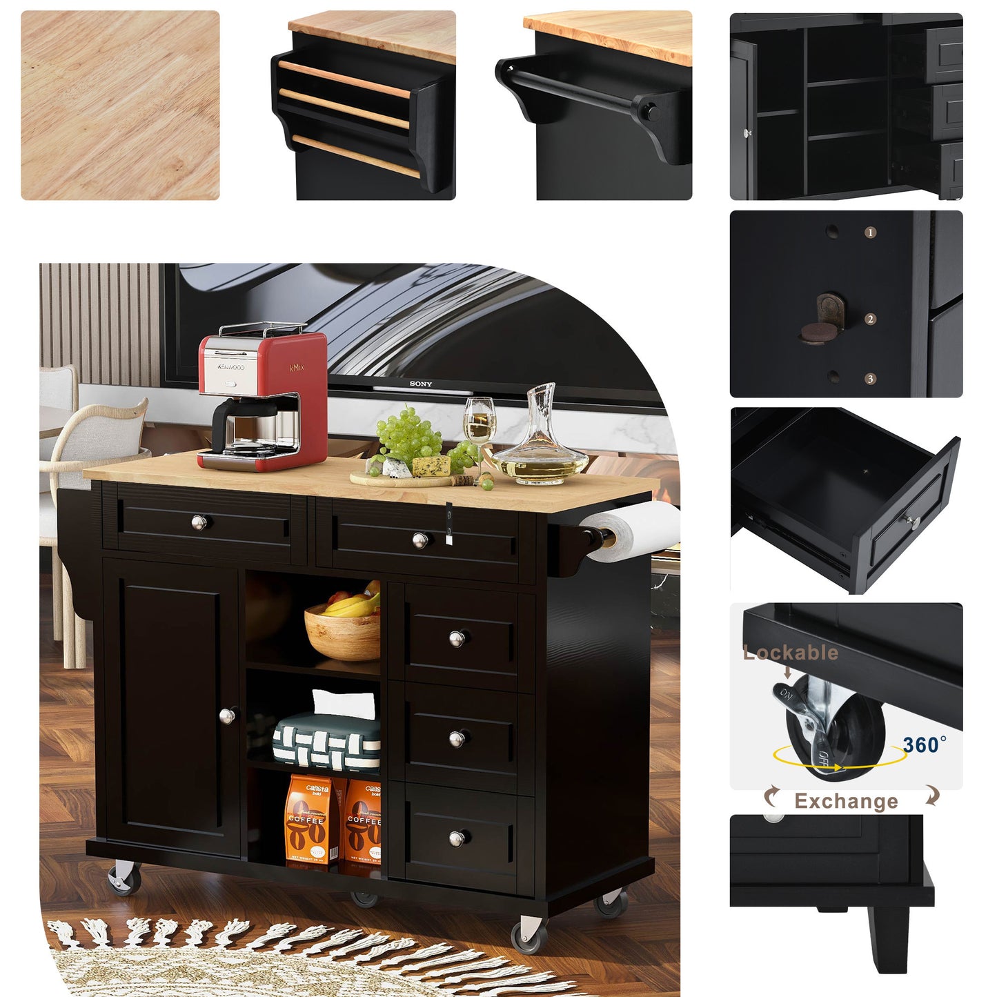 Pantry Mate Kitchen Cart - Black