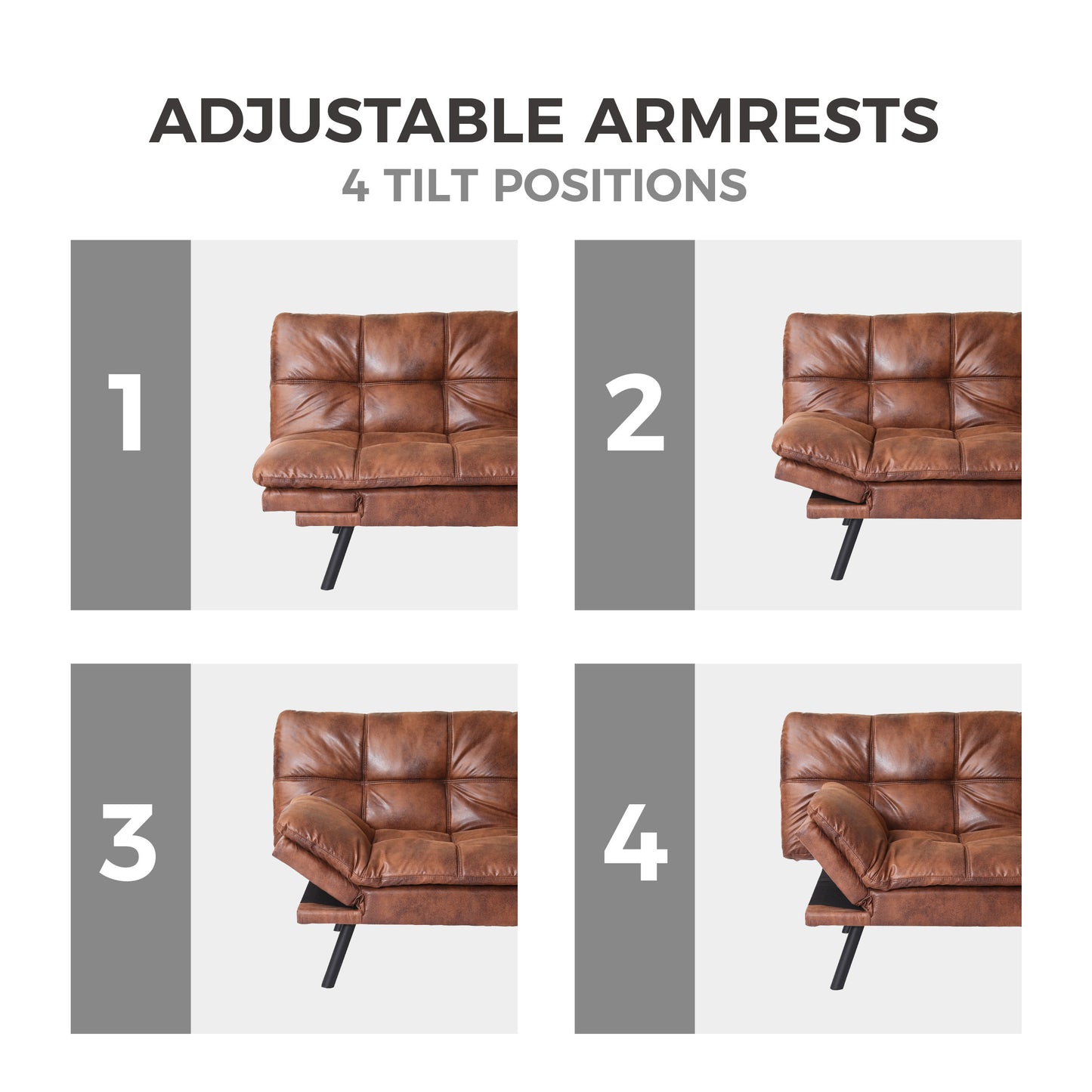 Koa Modern Convertible Memory Foam Futon Sofa Bed - Brown