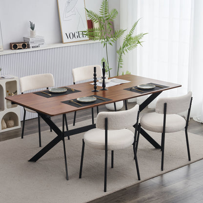 Sook Teddy Fabric Chairs with Black Leg (Set of 4) - Beige