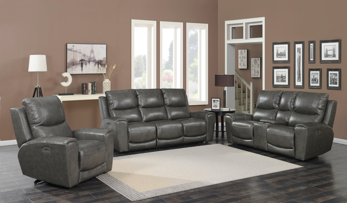 Willow Leather Power RRecliner Chair - Gray