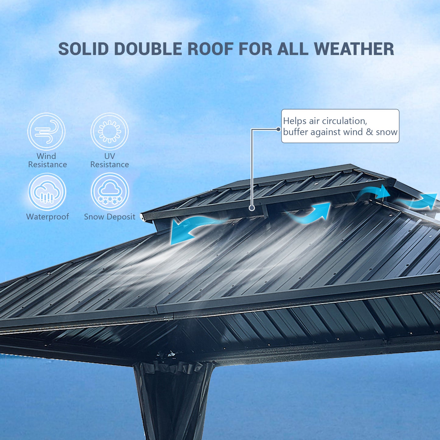 Afix 12 X 12 ft  Permanent Hardtop Gazebo Canopy - Black