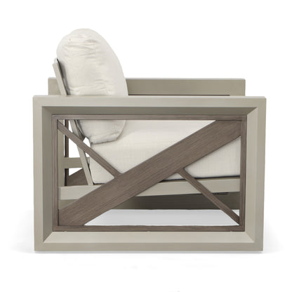 Chamo Outdoor Patio Beveled Panels Armchair - Tan