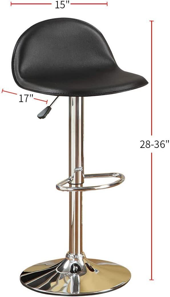 Faux Leather Stool Adjustable Height Chairs - Black Set of 2