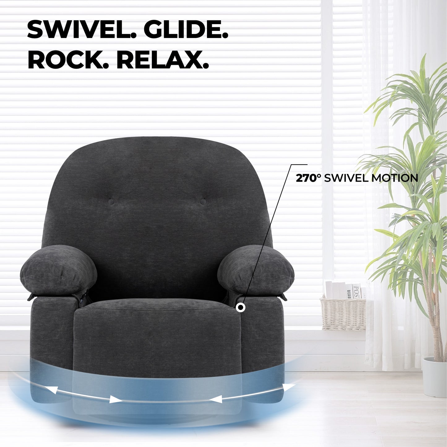 Meza Swivel Massage Rocker Recliner with Heat - Dark Gray