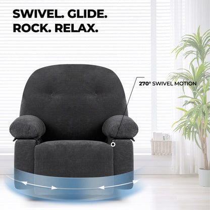 Meza Swivel Massage Rocker Recliner with Heat - Dark Gray