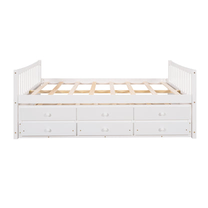 Xander Full Size Daybed with  Twin Size Trundle and Drawers - White