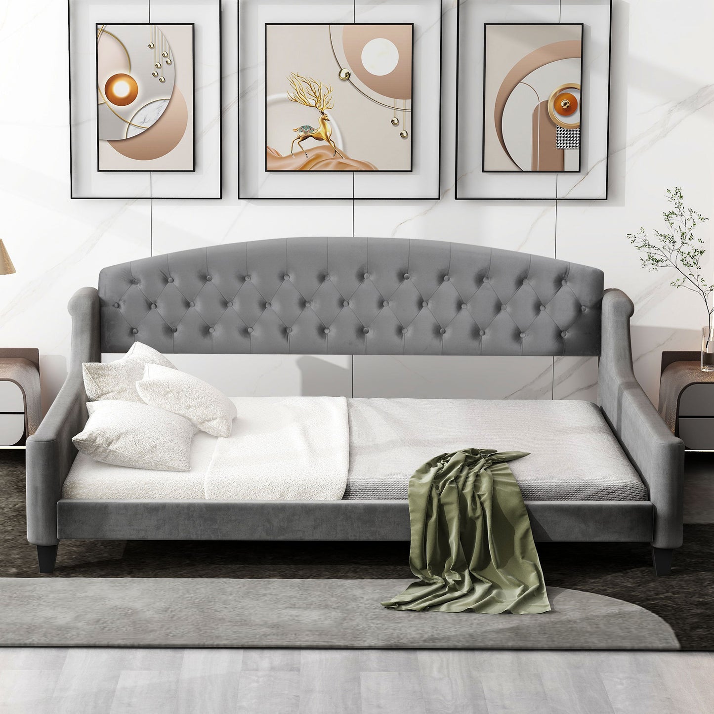 AF Luxury Tufted Button Full Size Daybed - Gray