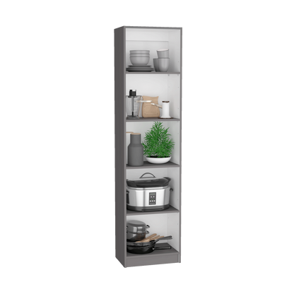 Kris Bookcase with 5-Tier Shelves - Gray
