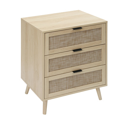 Kooboo 3 Drawer Nightstand End Table - Natural