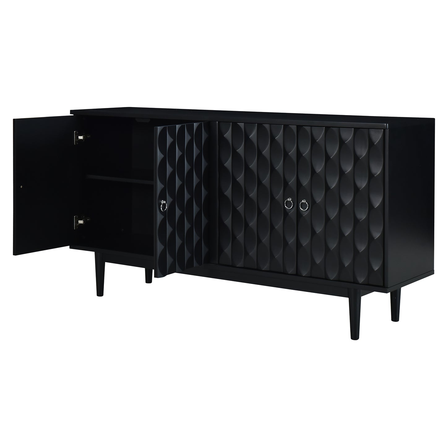 Celeste Convex Pattern Doors Sideboard Buffet - Black