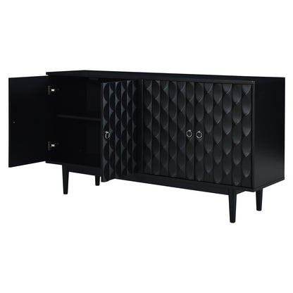 Celeste Convex Pattern Doors Sideboard Buffet - Black