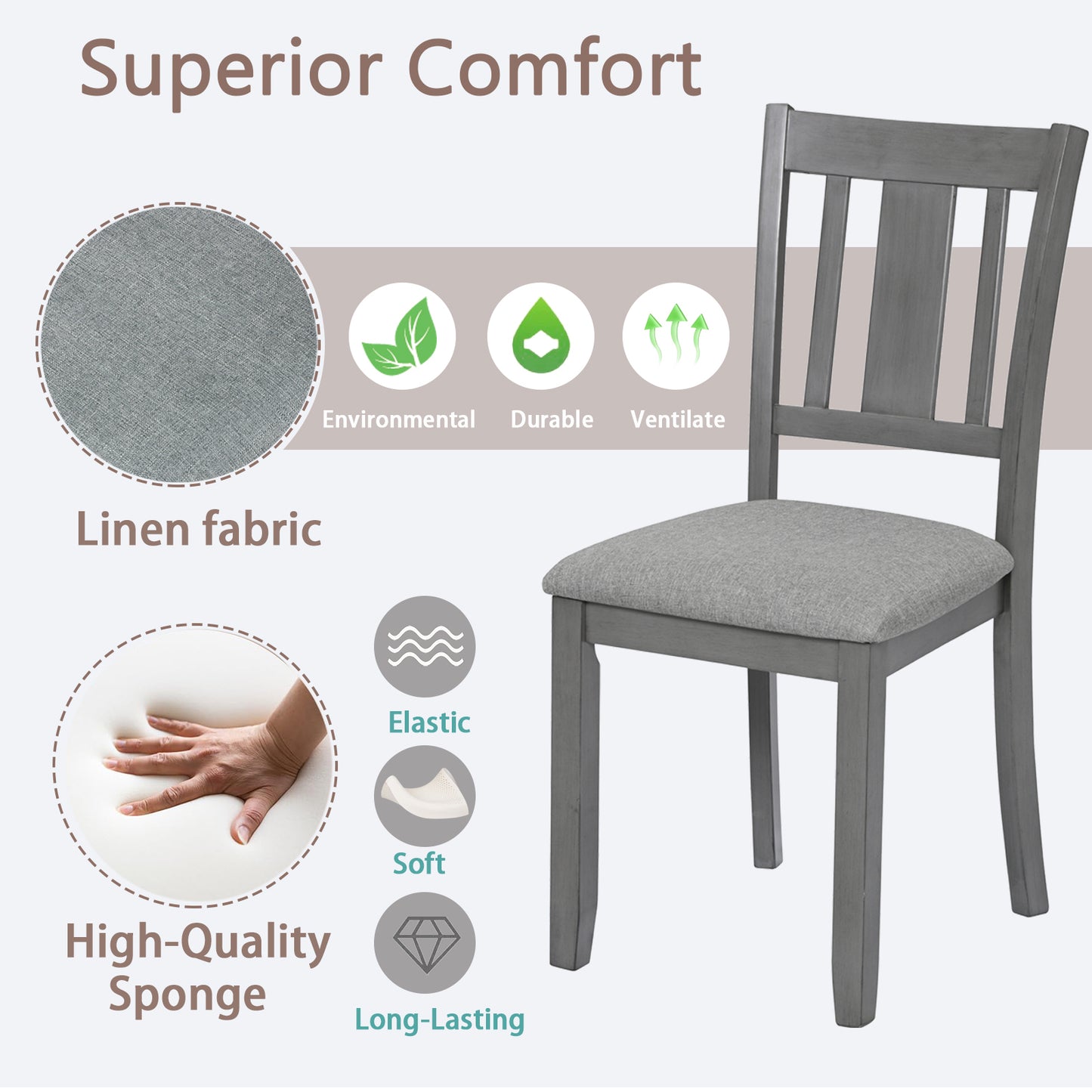 Payton Dining Chairs with Padded Seat (Set of 4) - Gray