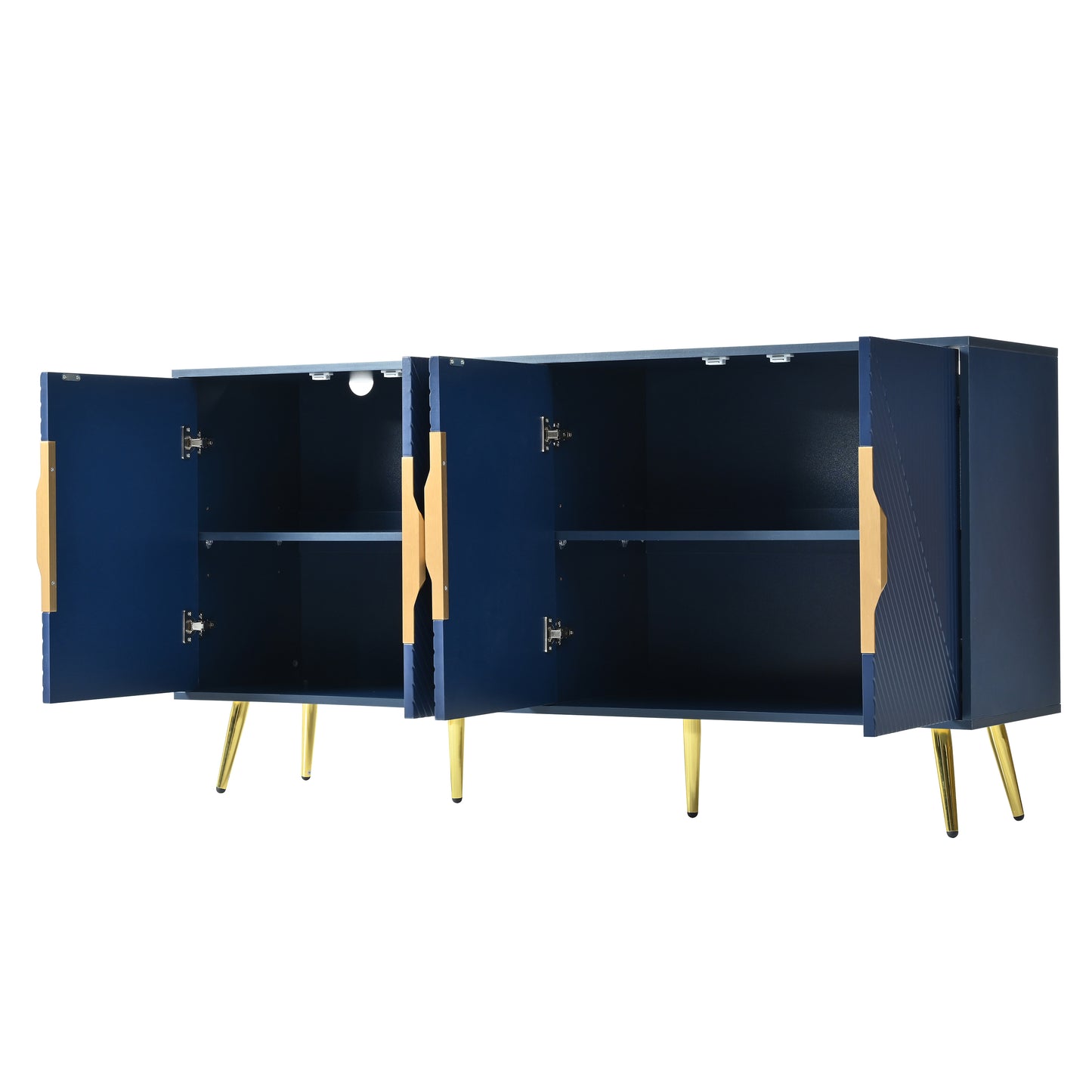 Aida Wave Geometric Design Sideboard Buffet - Navy Blue