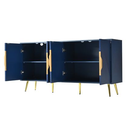 Aida Wave Geometric Design Sideboard Buffet - Navy Blue