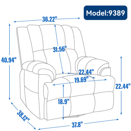 Nash Fabric Manual Recliner Chair - Blue