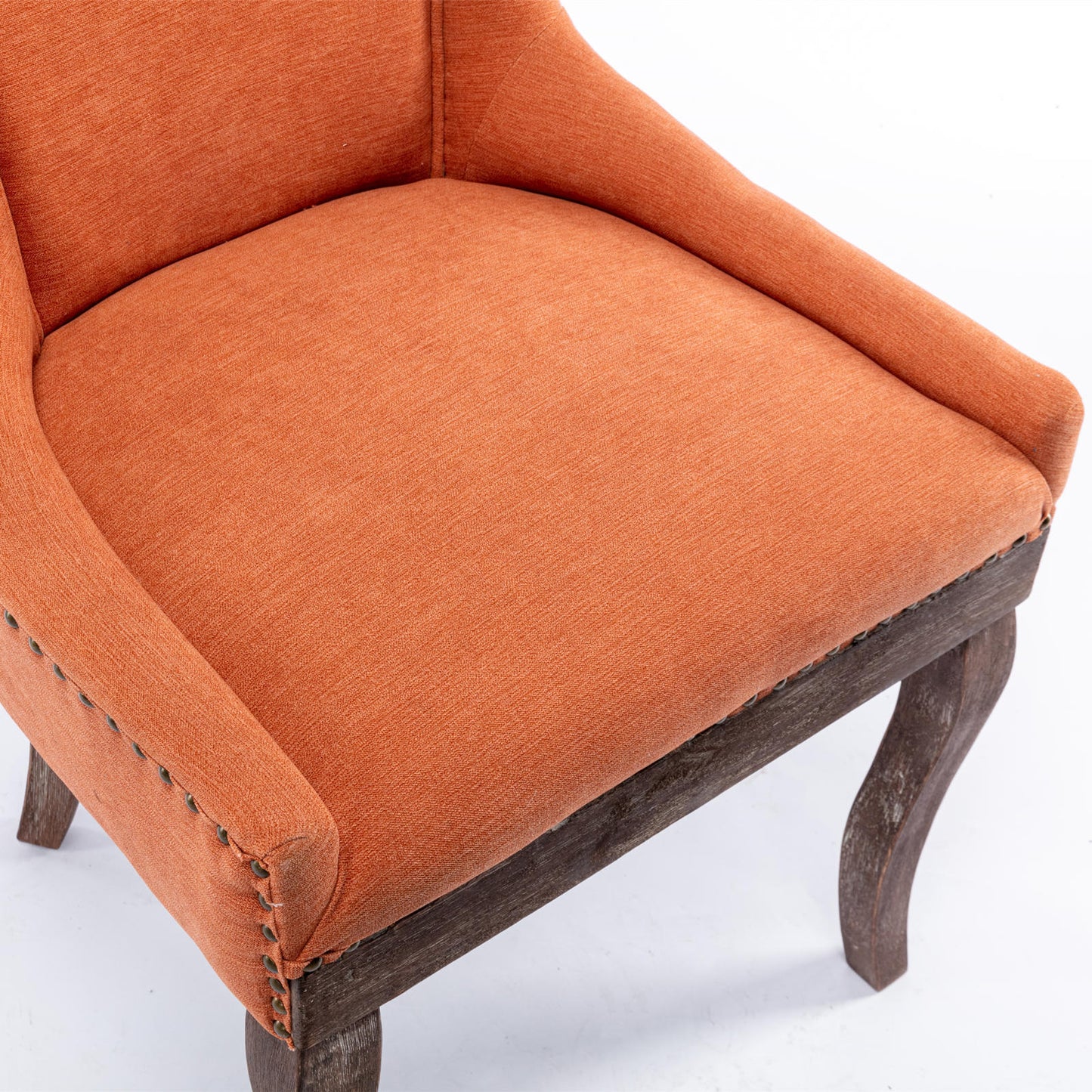Harrison Dining Fabric Chair with Solid Wood Leg (Set of 2) - Orange