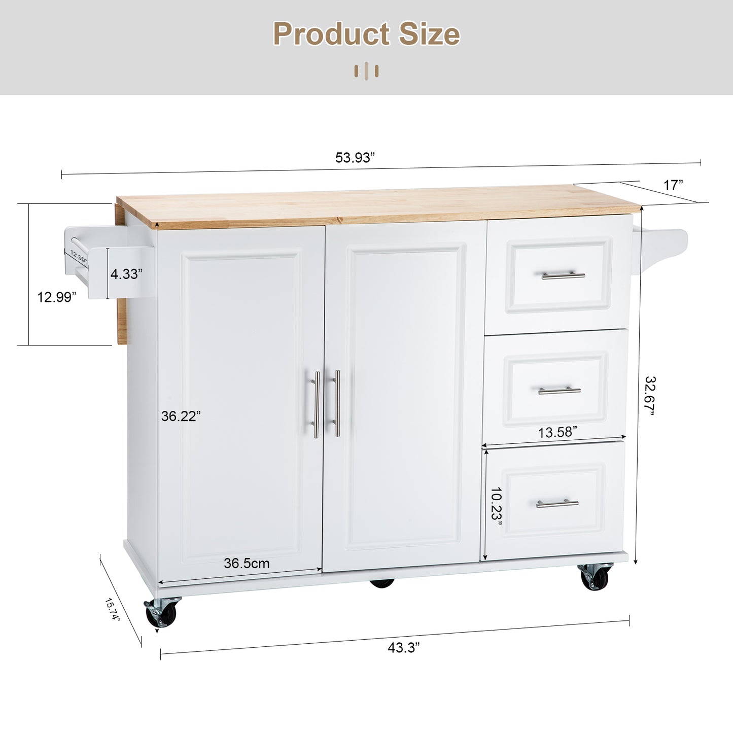 Savvy Kitchen Island & Kitchen Cart - White