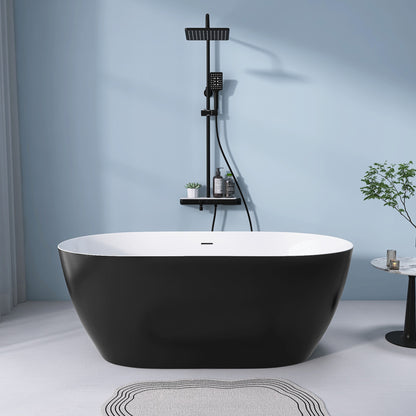 Nuvo 51" Acrylic Free Standing Oval Shape Soaking Tub - Matte Black
