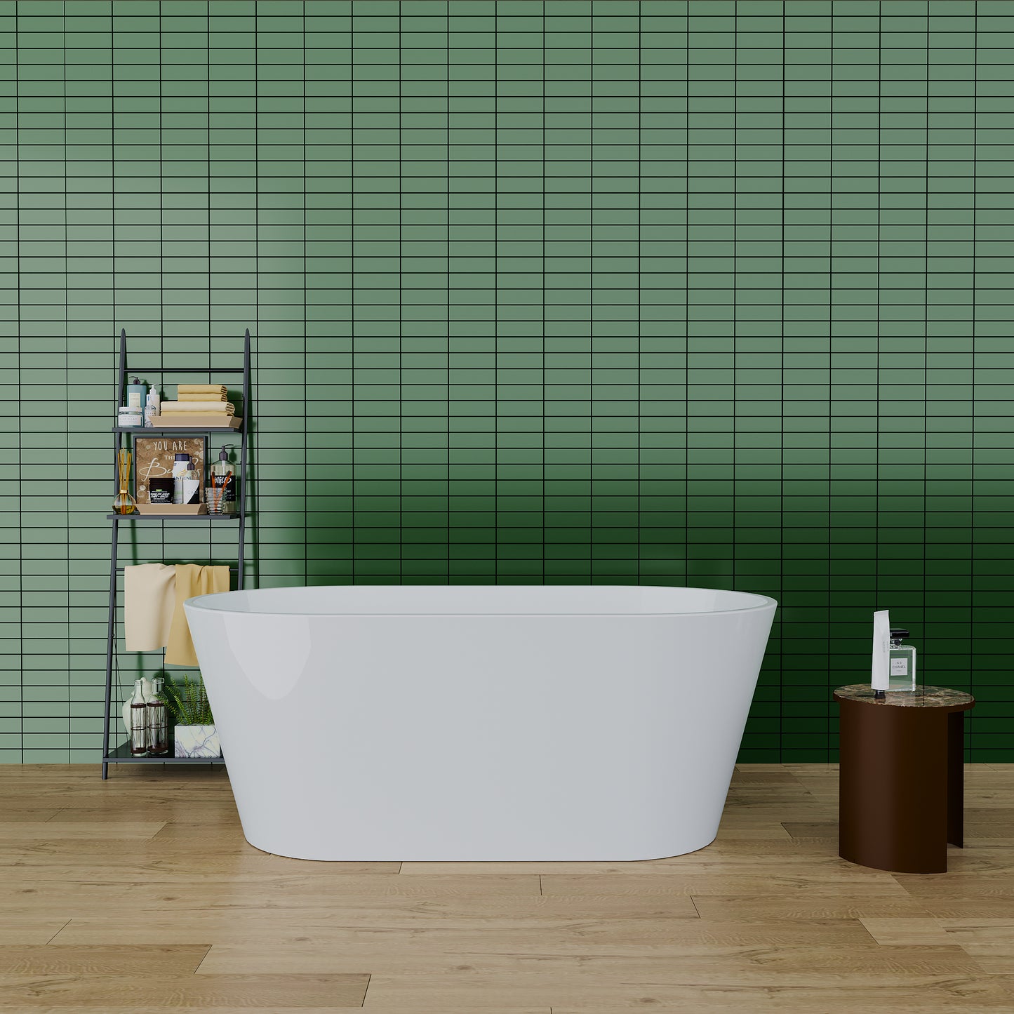 Niva  59" Glossy Acrylic Freestanding Soaking Bathtub - White